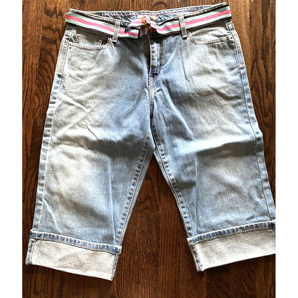 Levis jeans 14 Stretch 515 capri style blue jeans with belt Nice!